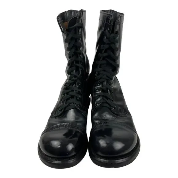 HH Brand Double H 975 Military Combat Jump Boots Cap Toe Upper Leather USA 9 1/2